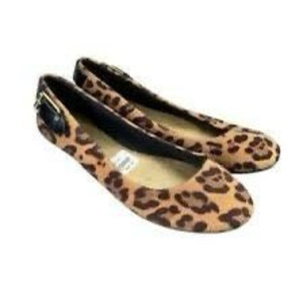Christian Siriano For Payless Size 7 Leopard Print Ballet Flats Tan Brown Buckle